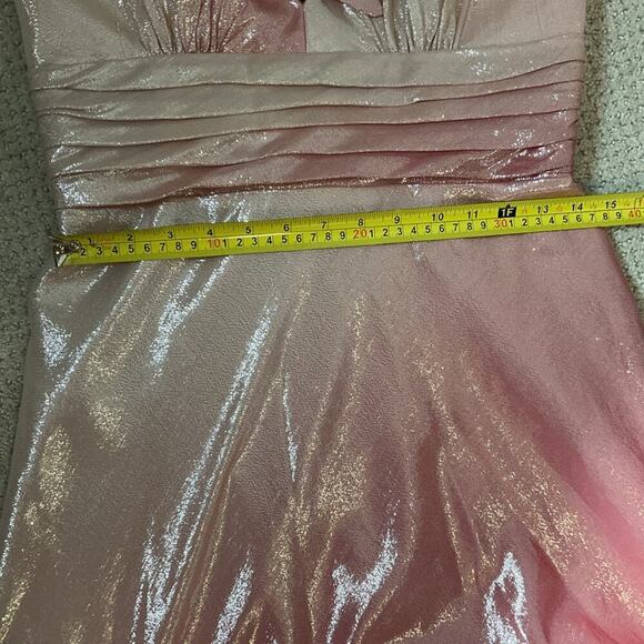NWT David Meister Metallic Pink Ombré Halter Neck Gown Size 8 - Picture 7 of 10